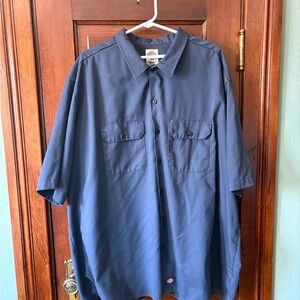 BIG AND TALL! Dickies Men's Navy Button Down Shirt